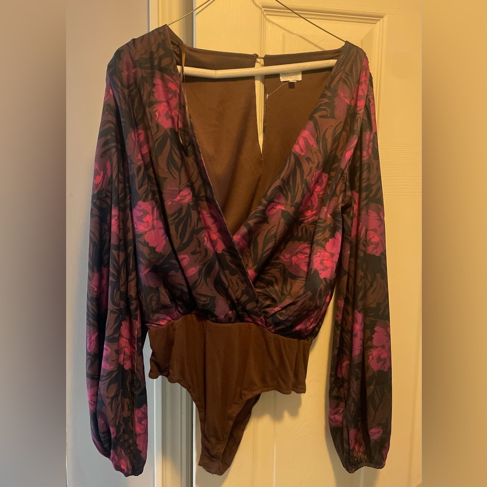 Floral Brown and Pink Women's Top